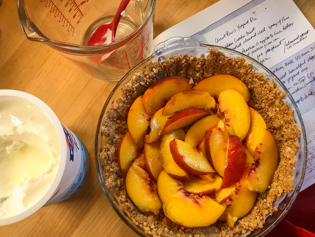 Aunt Bev's Yogurt and Peach Pie / Take a Break from the Pandemic / Karen McCann / EnjoyLivingAbroad.com